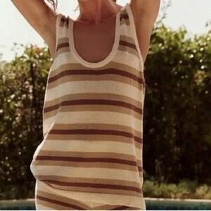 Free People Beach Vista Striped Knit Sleeveless Tank Top Size Large